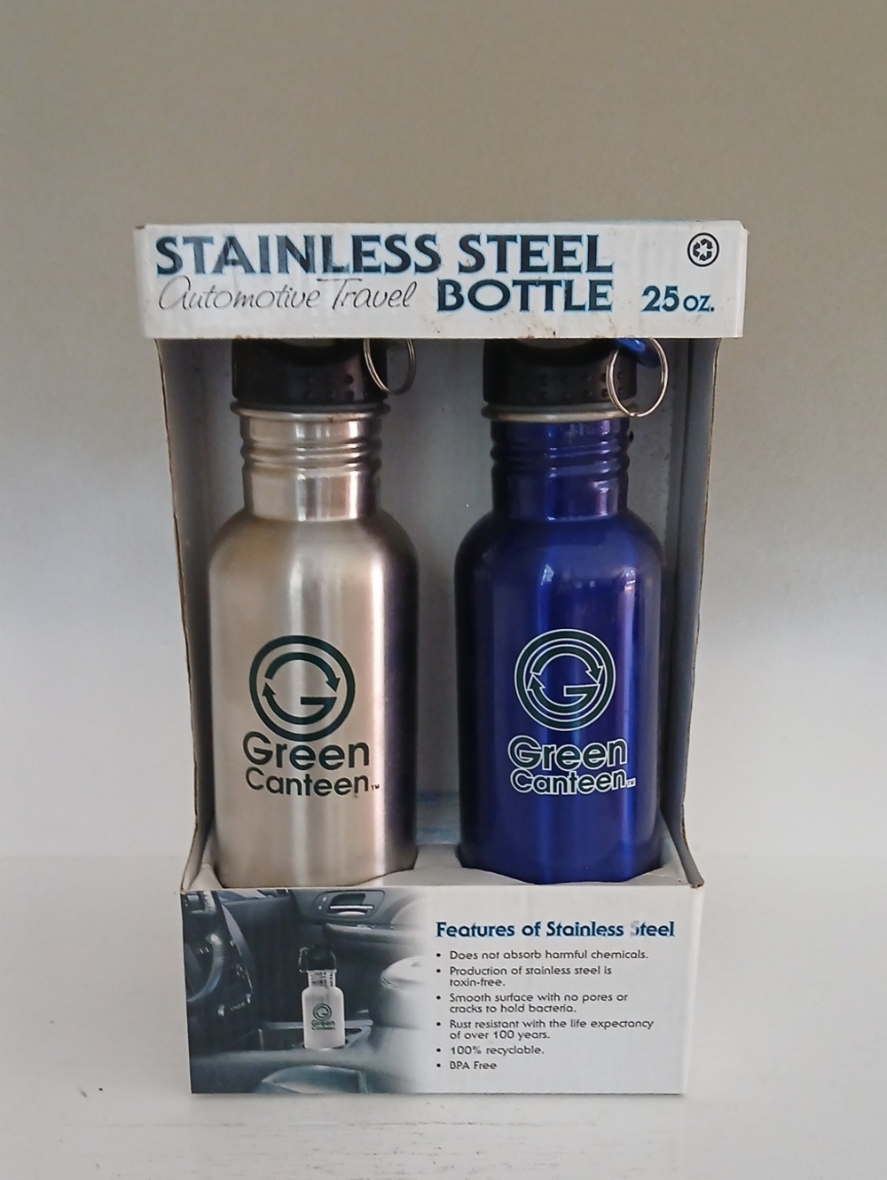 Stainless Steel Bottle Set - Silver & Blue (2-Pack)